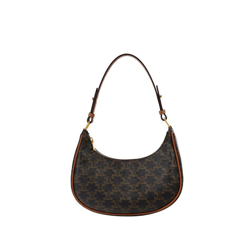 Underarm Bag Leather Shoulder Purse Vintage Printing Half Moon Crossbody Handbag