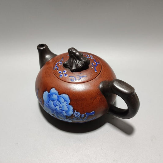 Vintage Chinese Yixing Purple Clay Teapot Zisha Ceremony Painted Nice Teaware