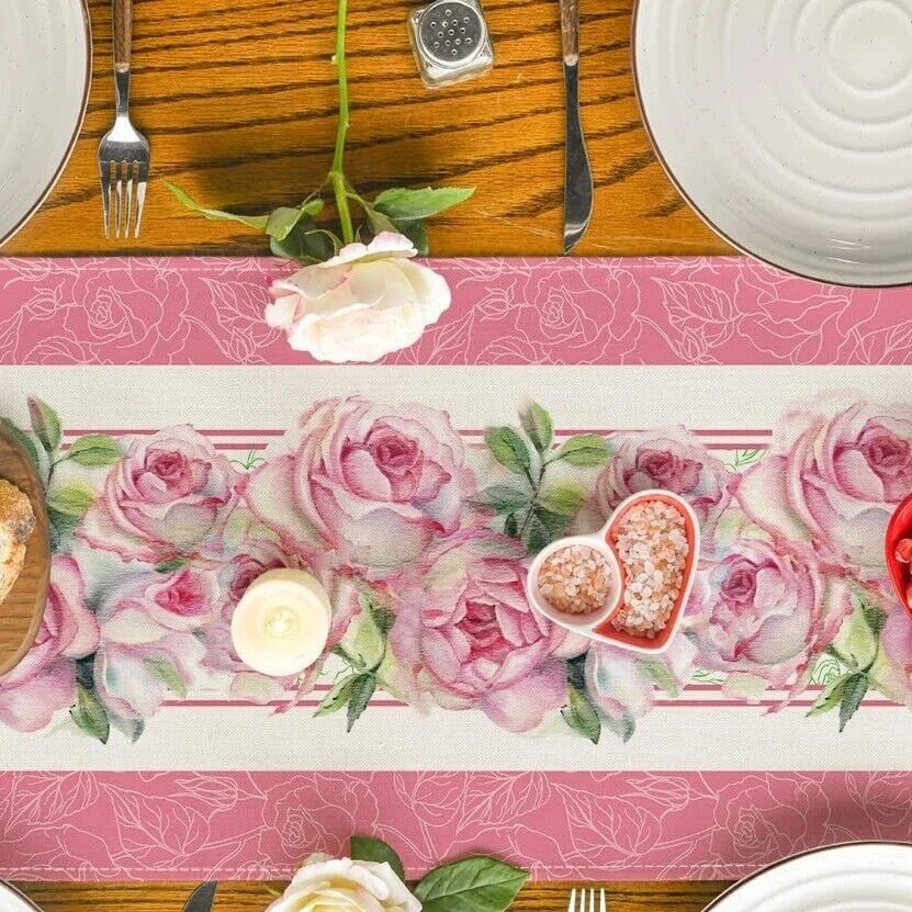 Table Runners Linen Spring Flower Easter Holiday Home Dining Decoration 30x180cm