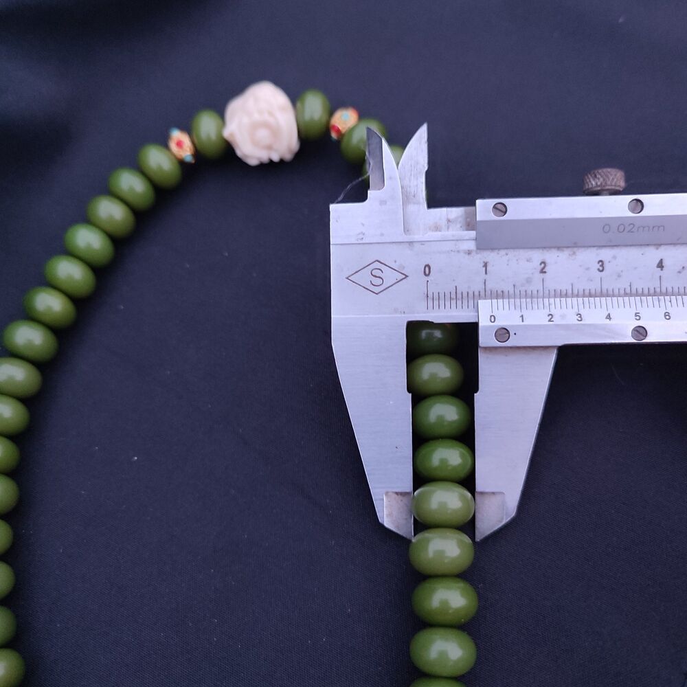 49x Green Bead Necklace Bracelet Buddha Pray Rosary Pipal Tree Bodhi lion
