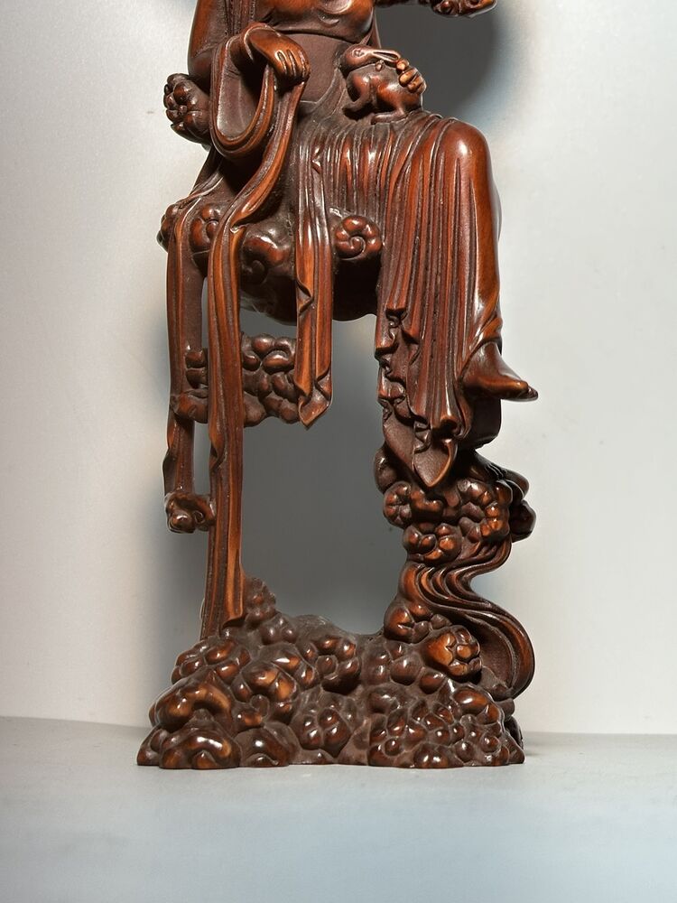 Collection Chinese Boxwood Carving Pretty Woman Statue Wood Sculpture Home Decor