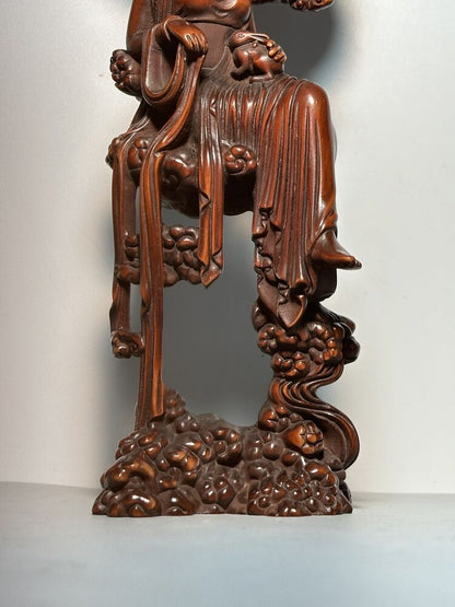 Collection Chinese Boxwood Carving Pretty Woman Statue Wood Sculpture Home Decor