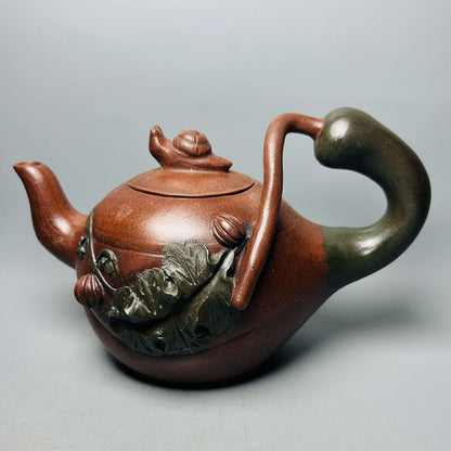 Vintage Chinese Yixing Purple Clay Teapot Zisha Ceremony Ceramic Pumpkin Teaware