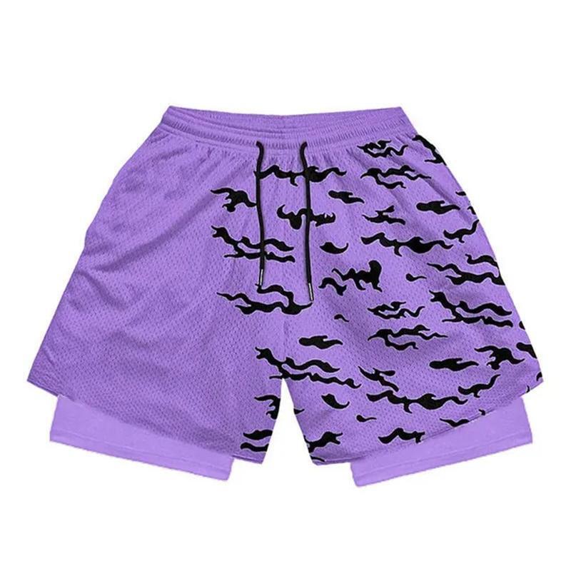 2 in 1 Itachi Quick Dry Short Anime Running Training Joggers Fitness Gym Sports