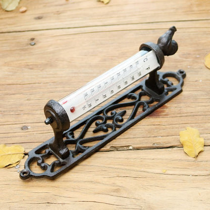Wall-Mounted Thermometer Rustic European Home Garden Decors 5x8.3x27cm Cast Iron
