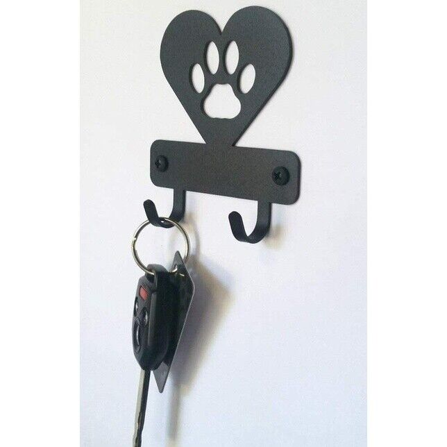 Miniature Cat Paw In Heart Key Rack Holder Wall Mounted Hook Up Home Decor
