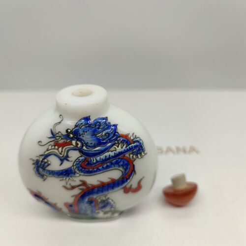 vintage chinese Glass snuff bottles dragon statue Painted snuffbox gifts figures