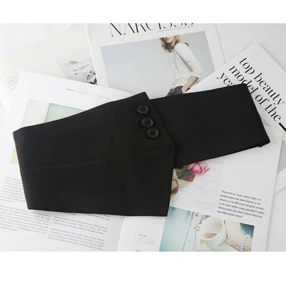 Women Belts Fabric Elastic Embellished Skirt Outer Wear Button Connect Waistband