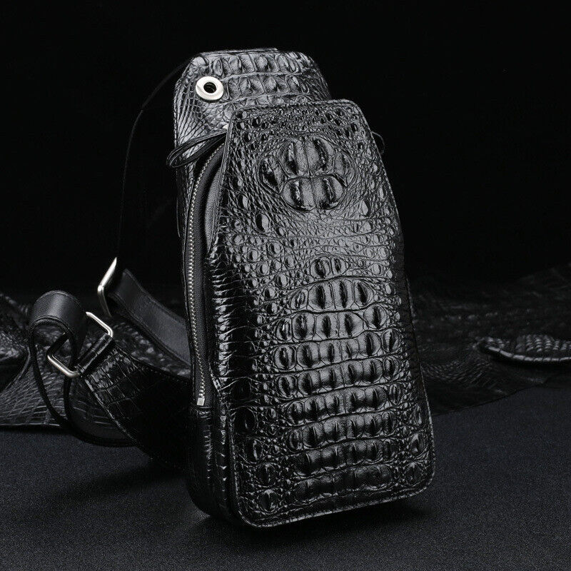 Handcrafted Nile Crocodile Skin Leather Mens Luxury Crossbody bag Sling Backpack