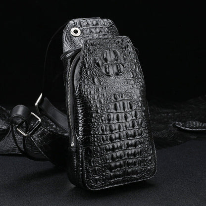 Handcrafted Nile Crocodile Skin Leather Mens Luxury Crossbody bag Sling Backpack