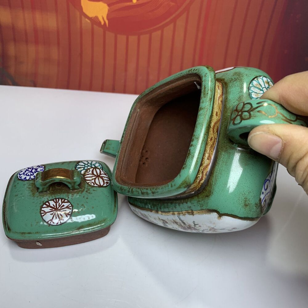 Vintage Chinese Yixing Purple Clay Teapot Zisha Enamel Nice Flower Bird Teaware