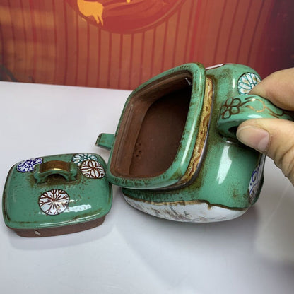 Vintage Chinese Yixing Purple Clay Teapot Zisha Enamel Nice Flower Bird Teaware