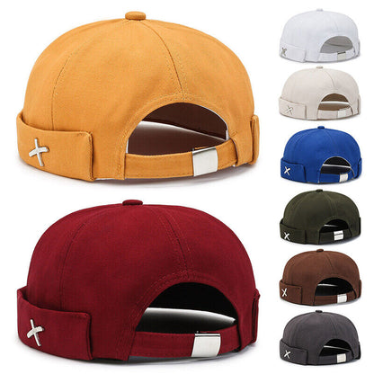 Men's Retro Brimless Hat Skull cap Sailor Cap Beanie Rolled Cuff Adjustable*