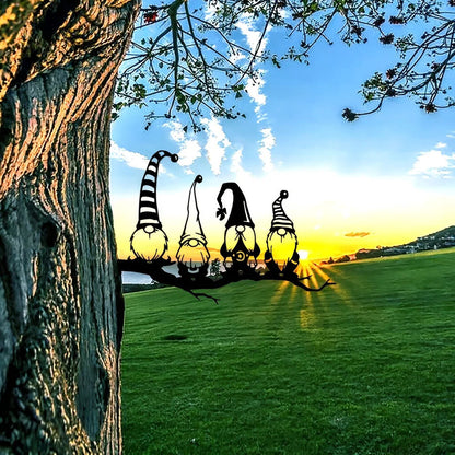 Santa Claus On Branch Steel Silhouette Metal Wall Art Home Garden Patio Statue