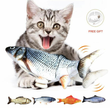 Electric Cat Toy Fish USB Charger Interactive Realistic Pet Chew Bite Floppy 30