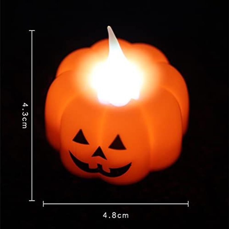 JHION 12 Pack Halloween Pumpkin Tealights, LED Lights Battery