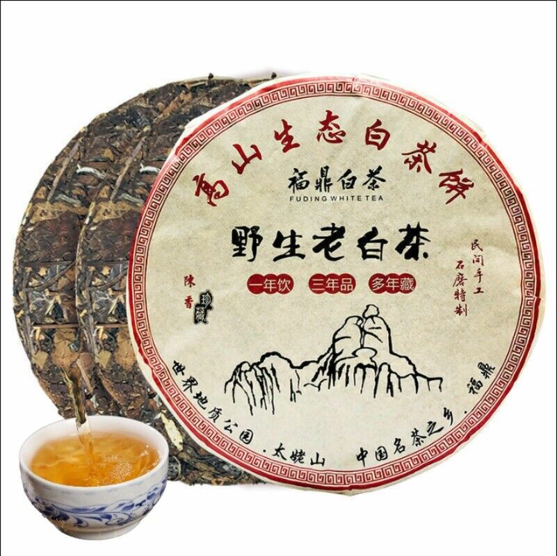 350g Top Fuding High Mountain Bai Cha Cake Shou Mei Wild Aged White Tea Healthy