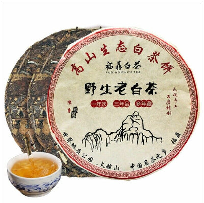 350g Top Fuding High Mountain Bai Cha Cake Shou Mei Wild Aged White Tea Healthy