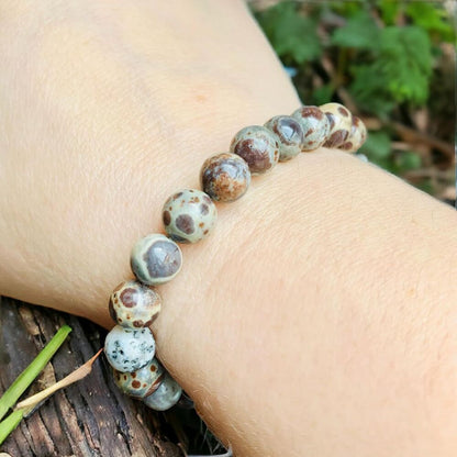 Crystal Asteroid Jasper Round Bead Stretch Bracelet Gift Meditation Crystals