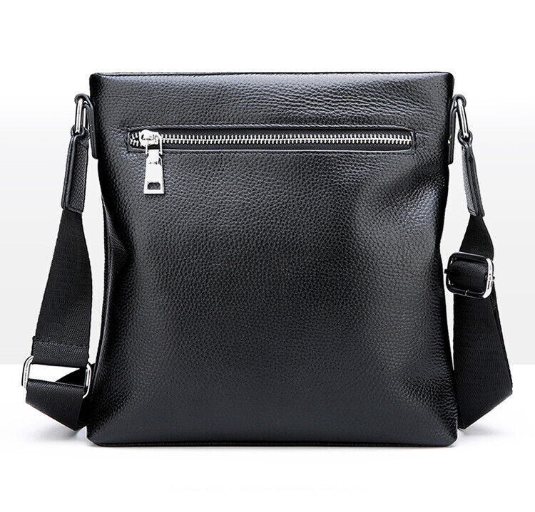 100% Genuine Leather Men's Litchi Sling Shoulder Messenger Bag 10" Business Bag