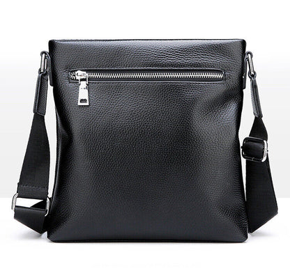100% Genuine Leather Men's Litchi Sling Shoulder Messenger Bag 10" Business Bag