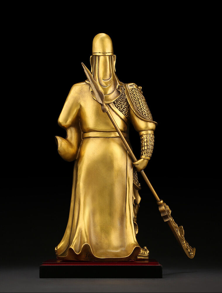 40cm,China brass Buddha Guanyu Guan gong Warrior God wealth Sword Stand Statue