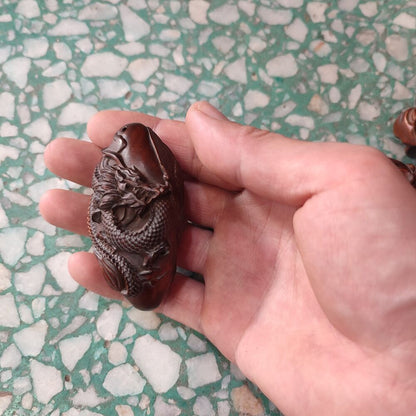 Boxwood Carving Wooden Gift Anniversary Decor Phoenix Dragon Sculpture Pendant