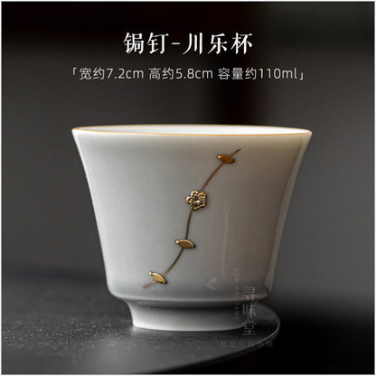 glazed curium nail gold tea cup household ceramic Kung Fu set tea tasting cup