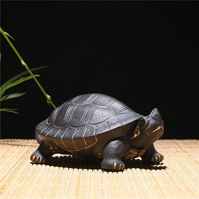 Handmade Artwork Turtle Statue Small Size Yixing Zisha Black Clay Decoration New