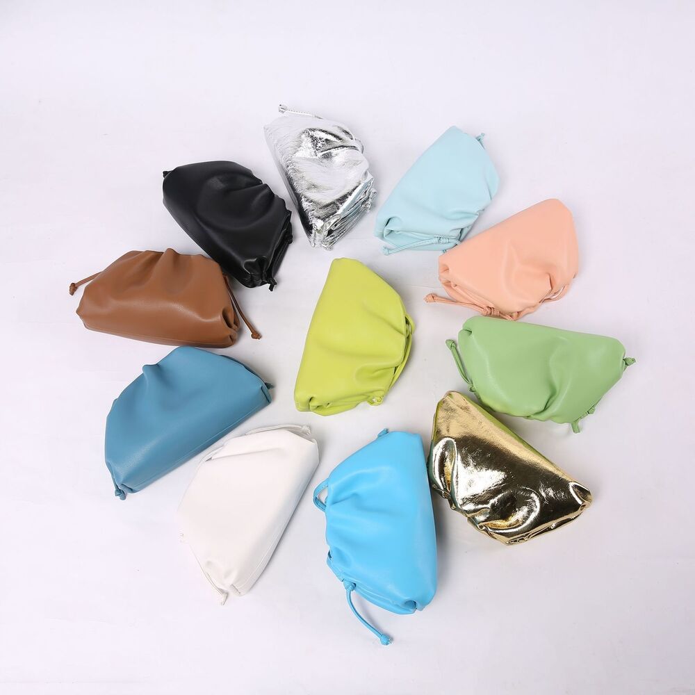 Cow Leather Cloud Bag Shoulder Bag Small Crossbody Dumpling Shape Handbag Clutch