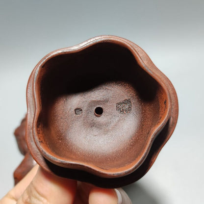 Vintage Chinese Yixing Purple Clay Teapot Zisha Ceremony Carving Squirrel Grape