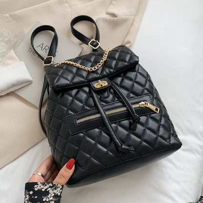 Small Backpack Leather Purses School Shoulder Bag 22*23*11 CM Pink Black Khaki