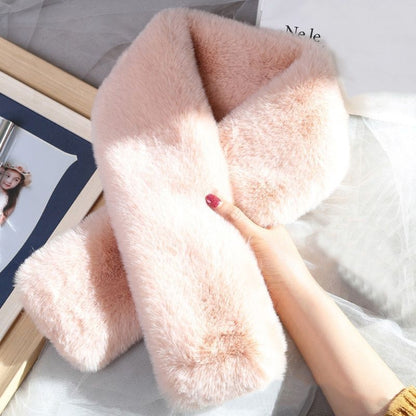 Women Scarves Solid Color Winter Warm Thicken Wraps Shawl 100x13cm Imitation Fur