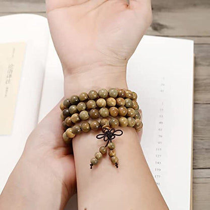 Natural Green Sandalwood 108 Beads 8-12 mm Bracelet Necklace wooden Meditation