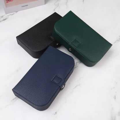 Jewelry Box Travel Organizer PU Necklace Ring Earring Storage Case 19.5x11x4.5cm