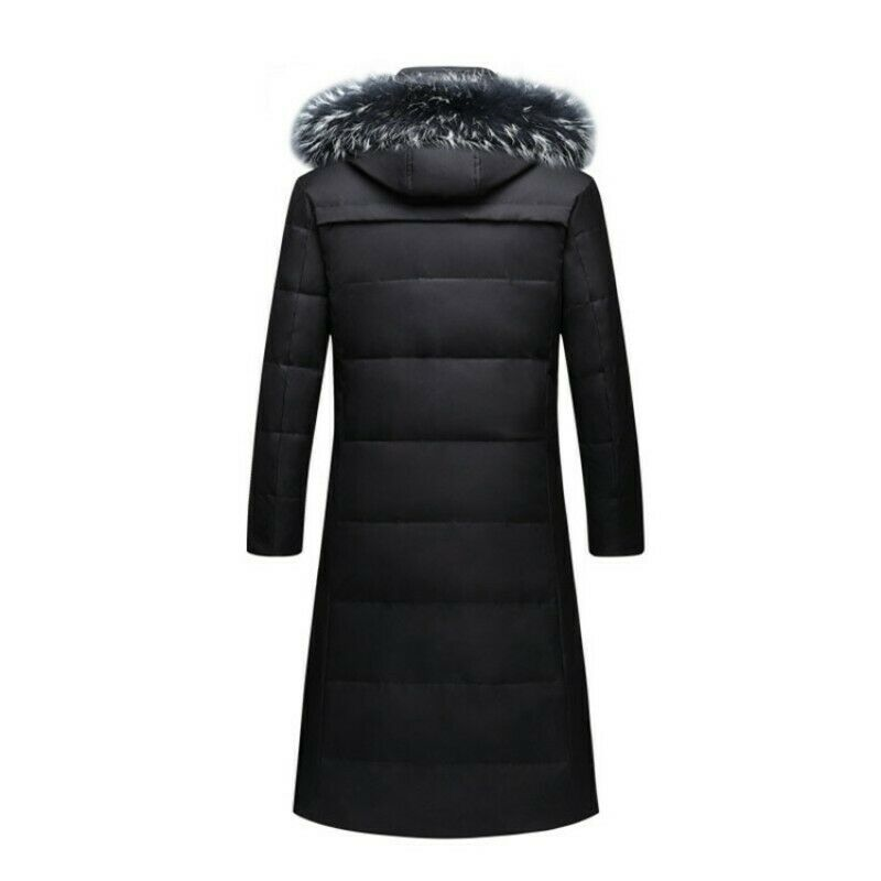 Winter Mens Long Puffer Warm Hooded Parka Duck Down Jacket Coat Fur Collar Thick