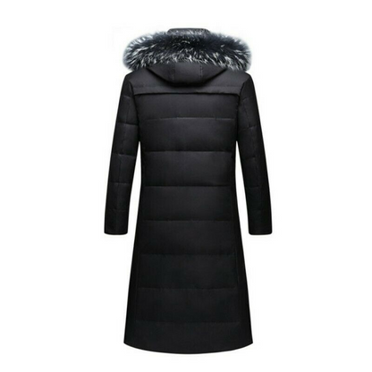 Winter Mens Long Puffer Warm Hooded Parka Duck Down Jacket Coat Fur Collar Thick