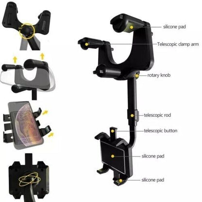 Soporte Sostenedor Universal Retrovisor de Carro Auto Sujetador 360° Giratorio