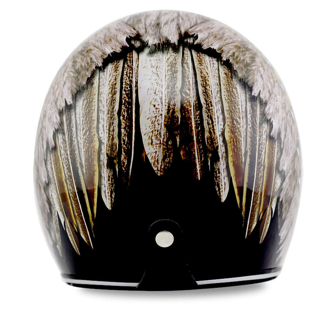 Open Face Motorcycle Helmet Indian Feather Print Cruiser Scooter Bike Helmet DOT