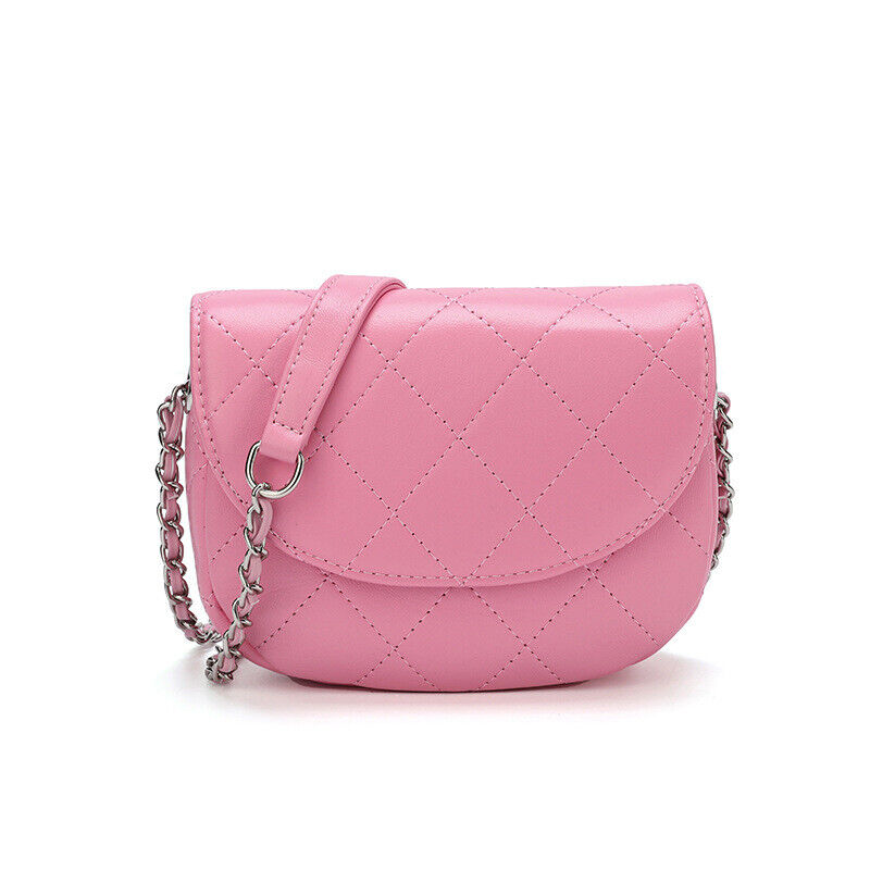 Mini Quilted Sheepskin Leather Saddle Shoulder Bag Flap Purse Handbag Crossbody