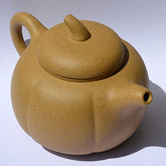 Authentic Chinese Zisha Teapot 8oz Yixing Clay Yellow Sesame Mud Tea Pot Pumpkin