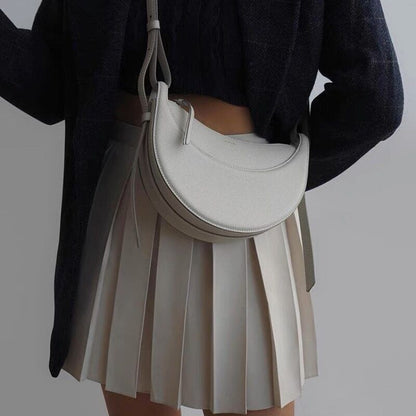 Genuine Leather Shoulder Bag Women Handbag Saddle Bag Half Bag Underarm Bag