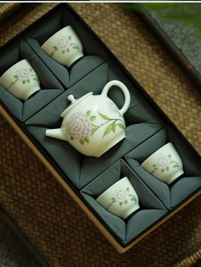 5-piece set China Jingdezhen Master Tea Cup Beauty Hydrangea Ceramic Cup-
