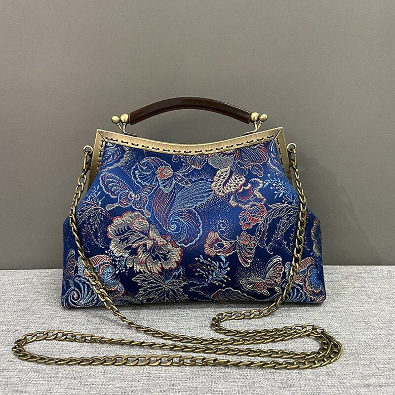 Vintage Shell Lock Bag Chain Shoulder Crossbody Bags Tote Handbags Purses Cloth
