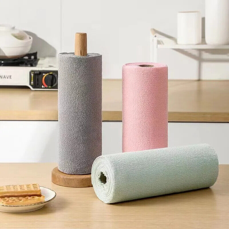 Cleaning Wipes Cloth Microfiber Reusable Household Kitchen Towel Rolls Dish Rags