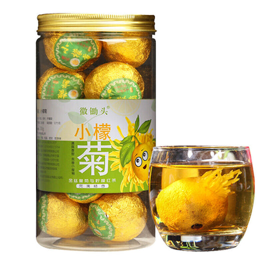 lemon Chrysanthemum Tea Dianhong Herbal Black Tea 200g小柠檬菊花茶 金丝皇菊柠檬 红茶古树滇红花草茶徽锄头