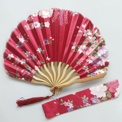 1-Piece Elegant Ladies Silk Flower Hand Folding Fan Japanese Style Wedding Party Props -