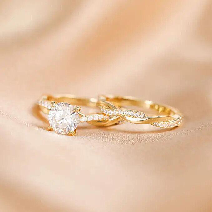 Anillos Sortijas De Oro 18k De Compromiso Matrimonio Boda Para Mujer Tres Tonos
