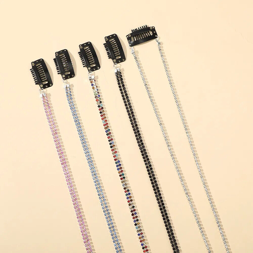 Women Tassel Hair Clip Alloy Shiny Chain Hairpin Barrettes Braided Headband Pony