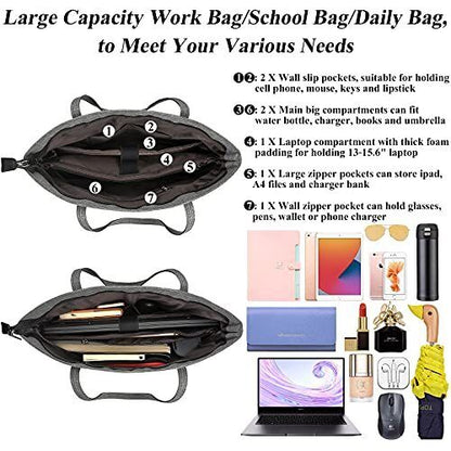 Laptop Tote Bag,Fits 15.6 Inch Laptop,Womens 15.6-inch, A-15.6 Inch-gray